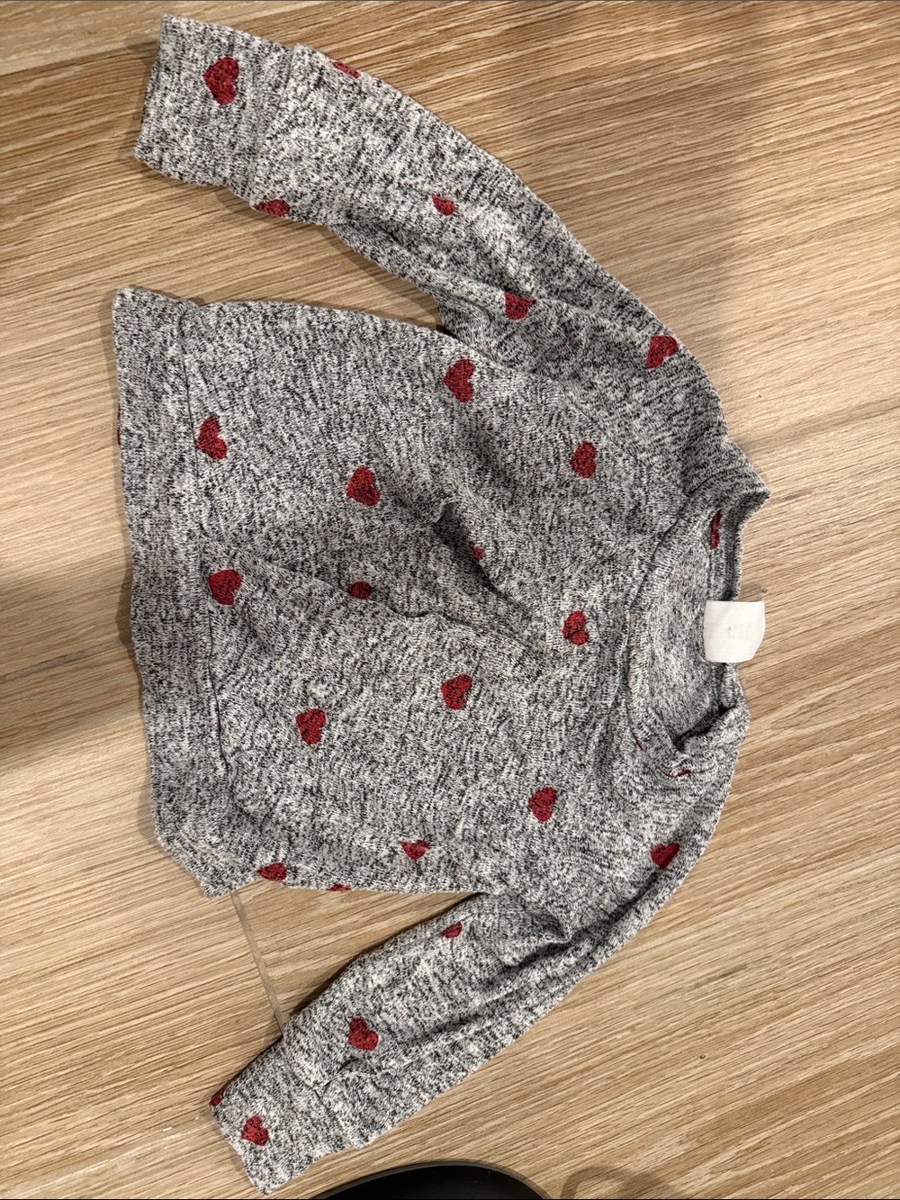 GAP Heather Gray Crewneck Sweater with Red Heart Motif